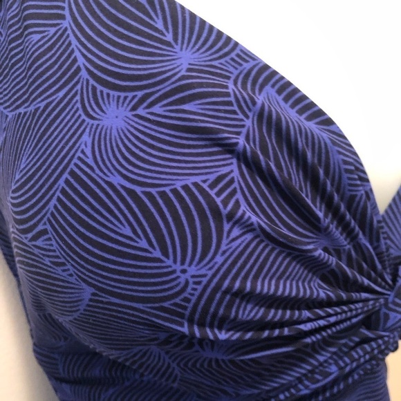 L.L.Bean Twist Top 1PC Slimming Tankini Swimsuit 16 Purple Ruched Sides UPF40+ - Picture 5 of 5